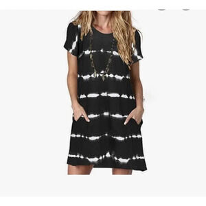 Alaster Queen  Casual summer Black White Tie Dye dress women’s medium